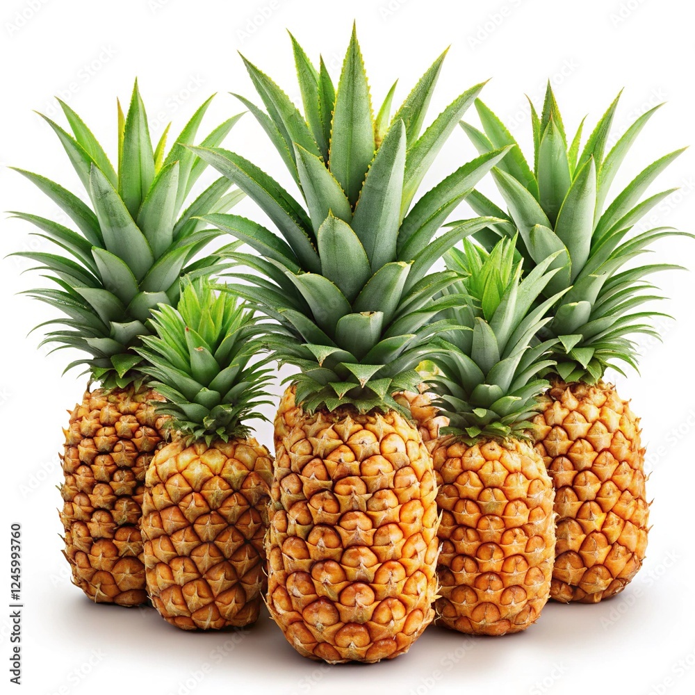 bunch of pineapple isolated on white background