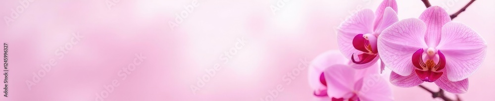Delicate petals of orchid in light pink hue against soft, gradient background, ink wash, watercolor Delicate petals of orchid in light pink hue against soft, gradient background, ink wash, watercolor