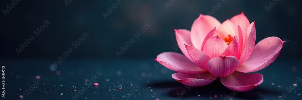 Fototapeta premium Delicate petals unfold from a darkened canvas, subtle, modern