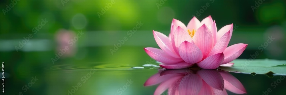 Delicate petals unfolding from a serene water surface, calm, greenery Delicate petals unfolding from a serene water surface, calm, greenery