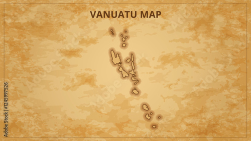 A Vintage Map Depicting the Borders of the Vanuatu. Vanuatu map with federal states in A vintage map based background, Political Vanuatu Map