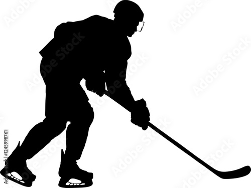 Vektor Silhouette Körper - Eishockey Spieler in Action beim Spiel - Sport und Schnelligkeit