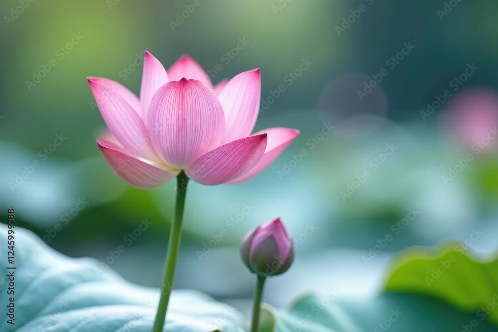 Delicate pink lotus bud on snow white surface, flower bud, flower, bloom Delicate pink lotus bud on snow white surface, flower bud, flower, bloom