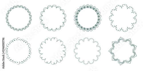Hand drawn lace scalloped frames. Square, round and rectangle scalloped frames