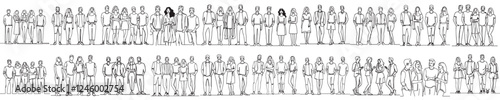 set continuous line teenager standing