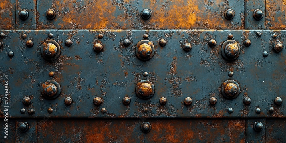 Steampunk Metal Plate with Rivets Industrial Texture Dramatic Lighting Steampunk Metal Plate with Rivets Industrial Texture Dramatic Lighting