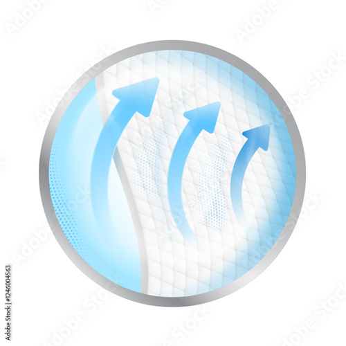 Porous material with arrows for presentation breathable materials, airflow, air exchange. Vector illustration isolated on white background. Ready for use in your infographic, presentation. EPS10.