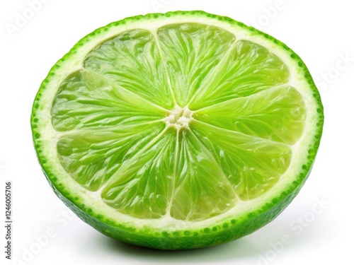 High-resolution image of a fresh lime wedge isolated on a white background.