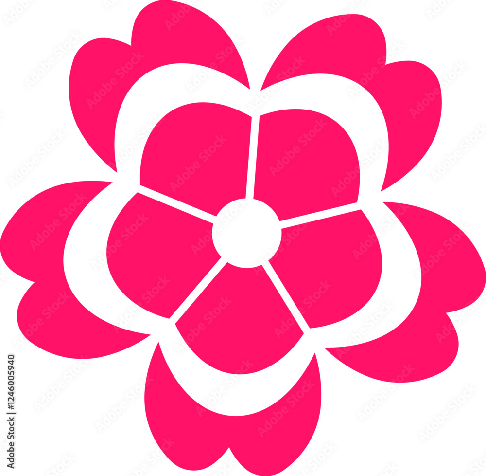 Fototapeta premium Cherry Peach plum Blossom flower spring flowers flat vector icon set for apps websites or print.