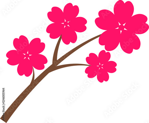 Cherry Peach plum Blossom flower spring flowers flat vector icon set for apps websites or print.