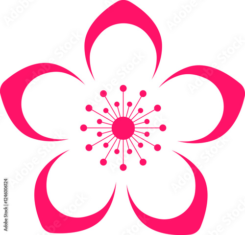 Cherry Peach plum Blossom flower spring flowers flat vector icon set for apps websites or print.