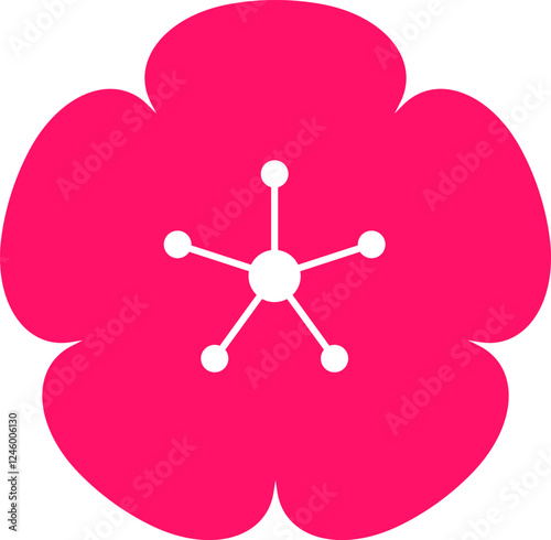 Cherry Peach plum Blossom flower spring flowers flat vector icon set for apps websites or print.