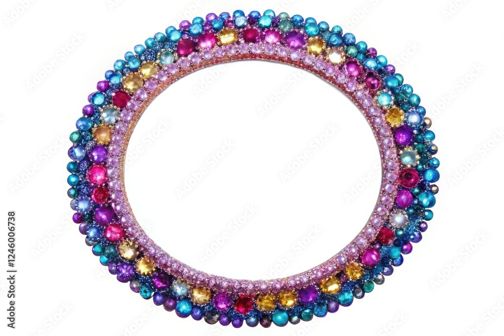 High-resolution PNG: Elegant, sparkling circular jewelry frame, white background, glitter accents, perfect for portrait photography. High-resolution PNG: Elegant, sparkling circular jewelry frame, white background, glitter accents, perfect for portrait photography.