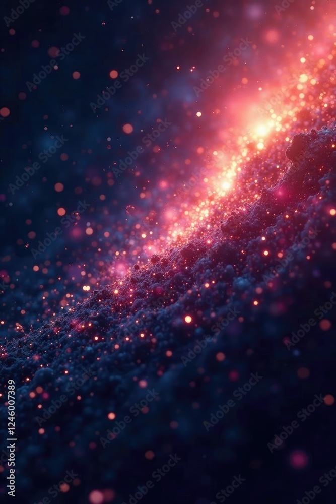 Fototapeta premium Glittering fragments of stardust scattered throughout the void, light, darkness