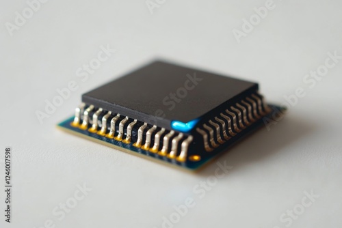 Microchip on white background, close-up