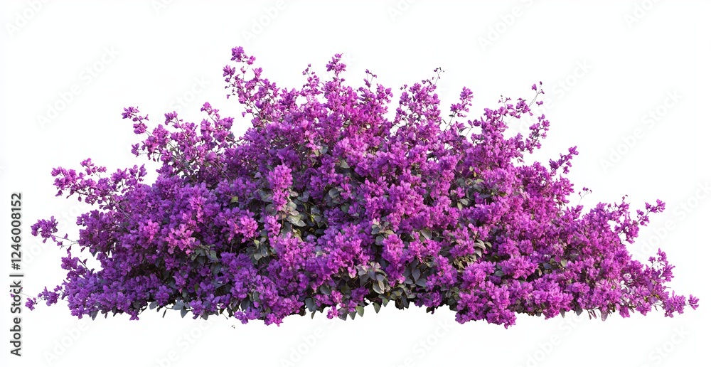 Lush Purple Bougainvillea Bush, Isolated, Floral Design Element Lush Purple Bougainvillea Bush, Isolated, Floral Design Element