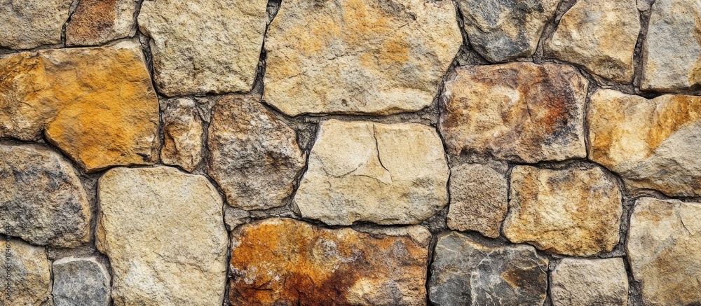 Closeup view of textured stone wall featuring a variety of natural colors and shapes ideal for background use and design applications Closeup view of textured stone wall featuring a variety of natural colors and shapes ideal for background use and design applications