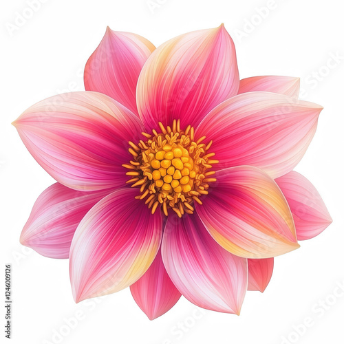 Realistic Pink Dahlia Flower with Detailed Petals Isolated on Transparent Background. Generative Ai.