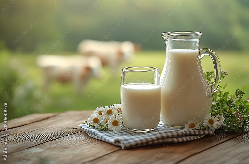 Fresh Milk from the Farm: A Rustic Scene of Dairy Goodness Fresh Milk from the Farm: A Rustic Scene of Dairy Goodness