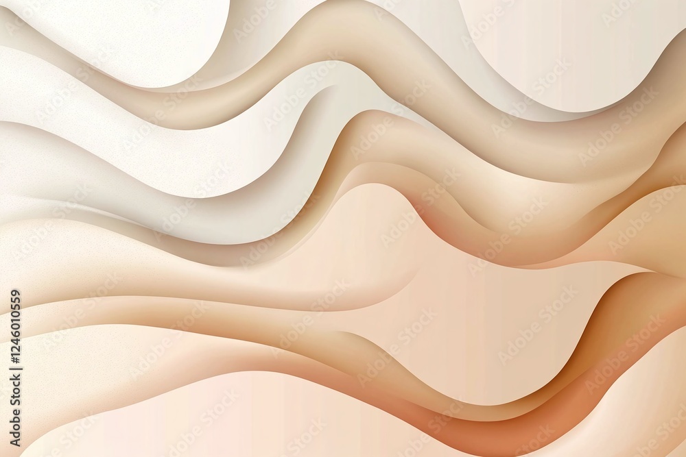 Fototapeta premium Abstract Wavy Beige and Brown Gradient Layers with Smooth Flowing Shapes in Minimal Background Design