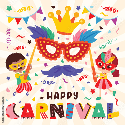 Carnival Drawing With Colorful Elements