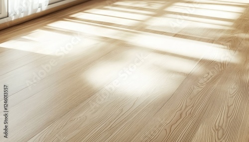 Sunlit Wooden Floor with Gentle Shadows in a Bright Room