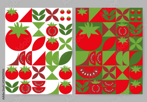 Tomato minimalist geometric design for banner, card, cover, poster, advertising, wallpaper.
