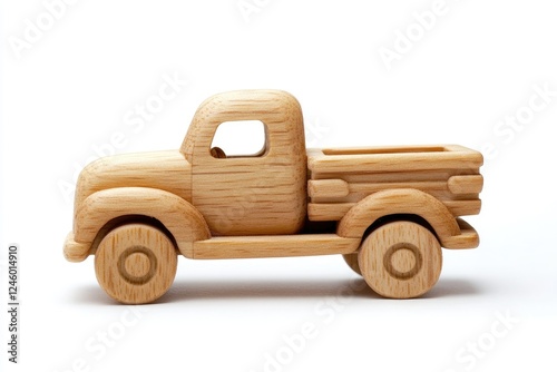 A Classic Wooden Toy Pickup Truck Model photo