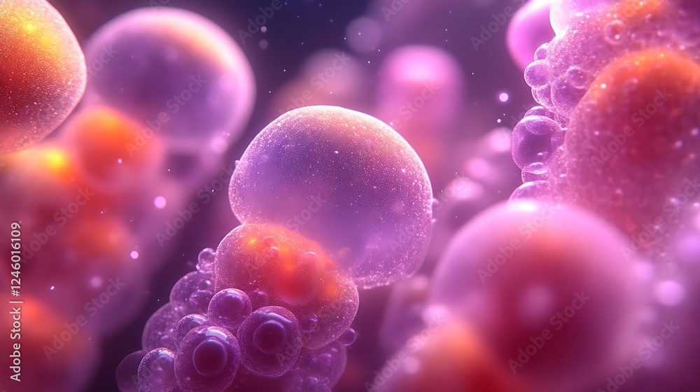 Abstract image of vibrant purple and orange spheres Abstract image of vibrant purple and orange spheres