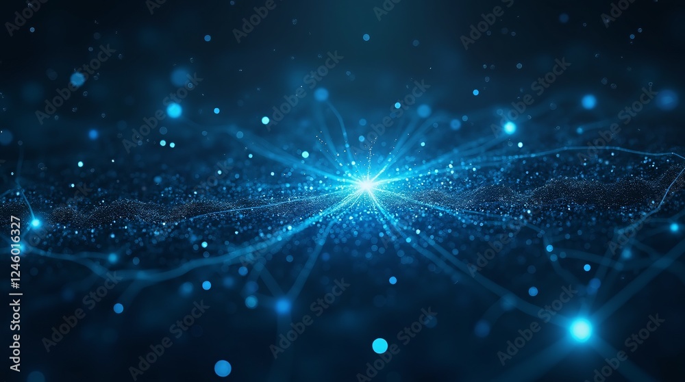 Fototapeta premium Digital cyberspace with particles and Digital data network connections concept.