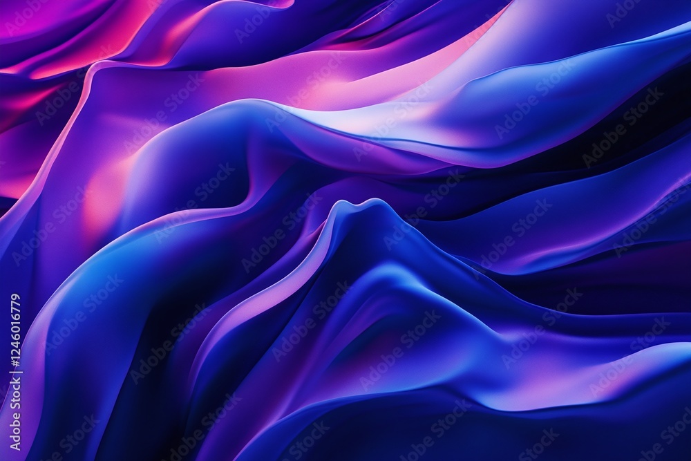 Fototapeta premium Abstract Fluid Waves in Vibrant Blue and Purple Gradient with Smooth Flowing Textures