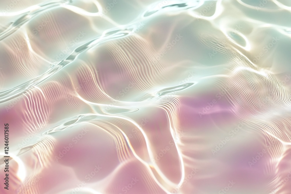 Fototapeta premium Abstract Wavy Light Patterns in Soft Pink and Aqua Gradient with Fluid Ripples and Texture