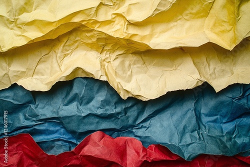 Wallpaper Mural Abstract Layers of Crumpled Yellow Blue Red Paper Highlighting Texture and Creative Background Idea Torontodigital.ca