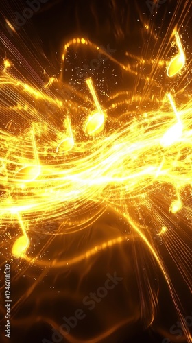 Wallpaper Mural Golden musical notes flowing, abstract background, music concept, website design Torontodigital.ca