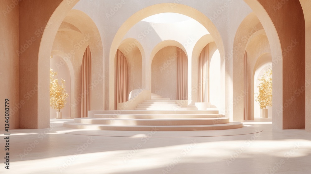Elegant Minimalist Interior with Arches and Natural Light Oasis Elegant Minimalist Interior with Arches and Natural Light Oasis