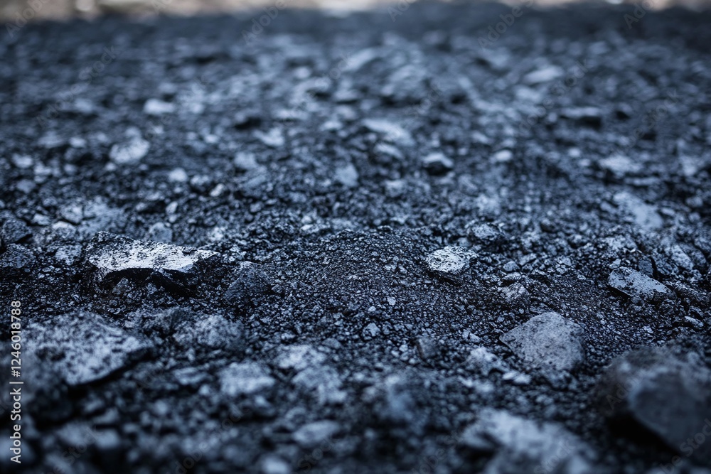 Closeup of Dark Rough Coal Texture on Earthy Surface with Natural Mineral Rock Fragments in Focus Closeup of Dark Rough Coal Texture on Earthy Surface with Natural Mineral Rock Fragments in Focus