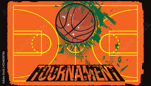 Basketball tournament pop art design- vector illustration.