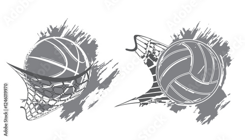 Basketball and volleyball pop art design- vector illustration.