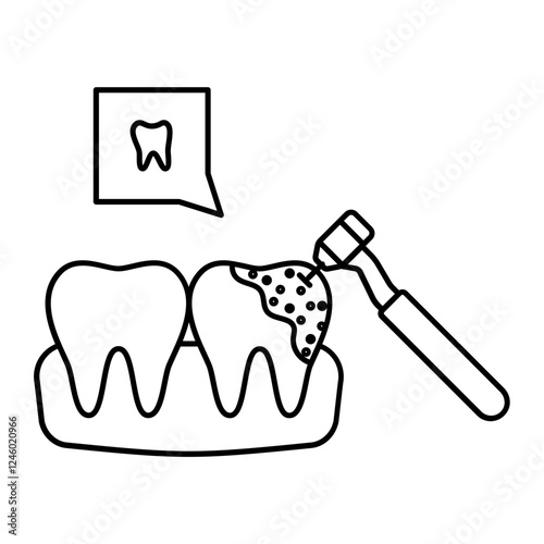 high speed dental drill airotor concept, tooth pathology Dental surgical Headpiece Working vector icon design, Dentistry symbol, Healthcare sign, Dental instrument illustration