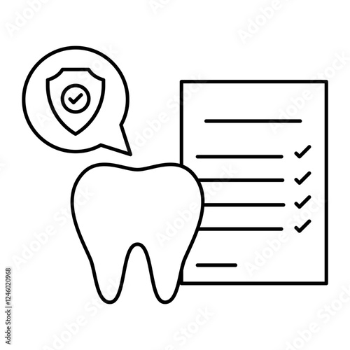 dental record history, assessment and diagnosis report concept, insurance claim document vector icon design, Dentistry symbol, Healthcare sign, Dental instrument illustration