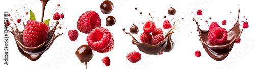 Delicious raspberries splashed in rich chocolate creating a tempting dessert.