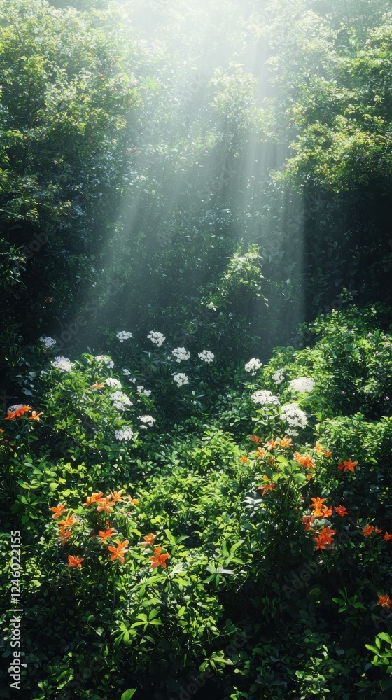 Fototapeta premium Nature's renewal vibrant flowers and greenery blooming in a fresh start after winter