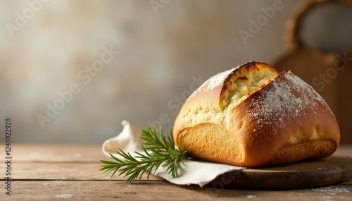 Wallpaper Mural Natural Background of Freshly Baked Korovai Loaf, baked goods, fresh bread, rustic charm Torontodigital.ca