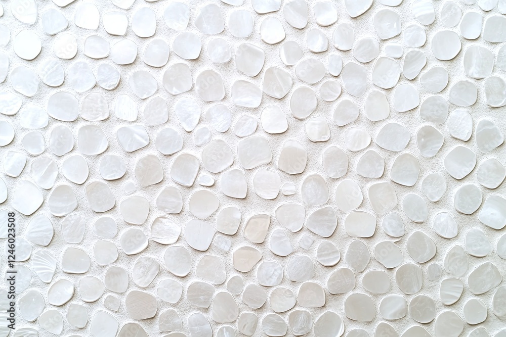 Fototapeta premium White Polished Pebble Stone Texture on Flat Background with Smooth Round Shapes and Natural Pattern