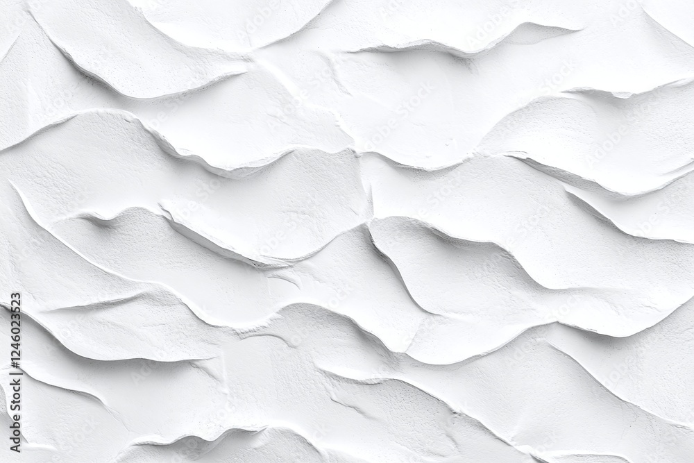 Fototapeta premium Abstract White Textured Wall with Wavy Pattern and Shadows for Minimalist Background Design