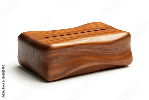 Wooden Piggy Bank on White Background - Aesthetic Financial Storage Solution for Saving Money and Budgeting