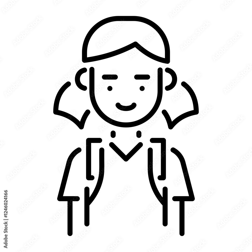 School girl icon in linear style School girl icon in linear style