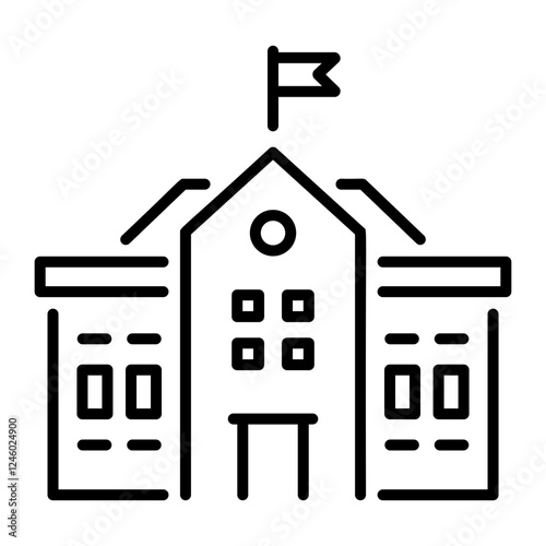School building icon in linear style 