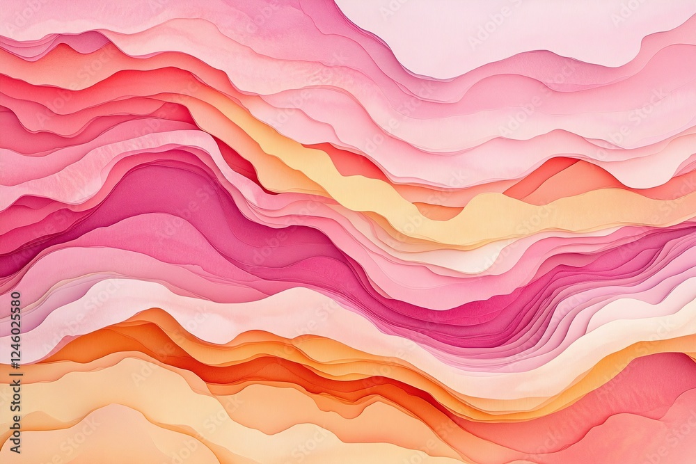 Fototapeta premium Abstract Pink and Orange Layered Paper Art Texture with Gradient Effect on Soft Background