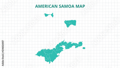 A Map highlighting American Samoa Map, American Samoa modern map with Grey Color Hi detailed Vector, geographical borders